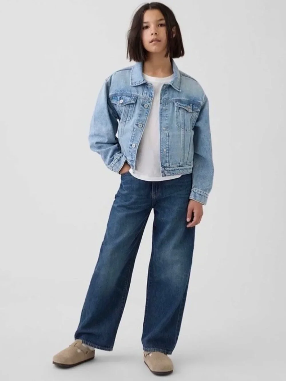 Gap Kids Icon Denim Jacket Size XXL Light Wash Jean Girl Western Classic Casual